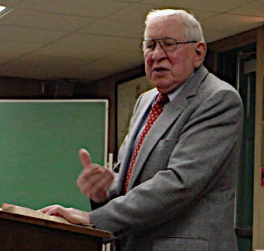 Brother John Lichi, delivering a message from the Word of God to a church group.